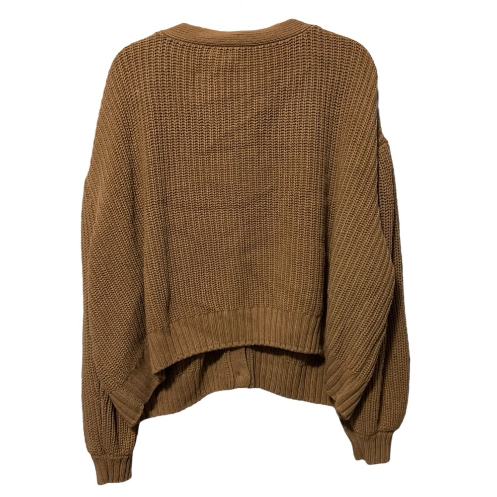 ELOQUII Camel Chunky Knit Balloon Sleeve Button Front Sweater 22/24 - Picture 5 of 12